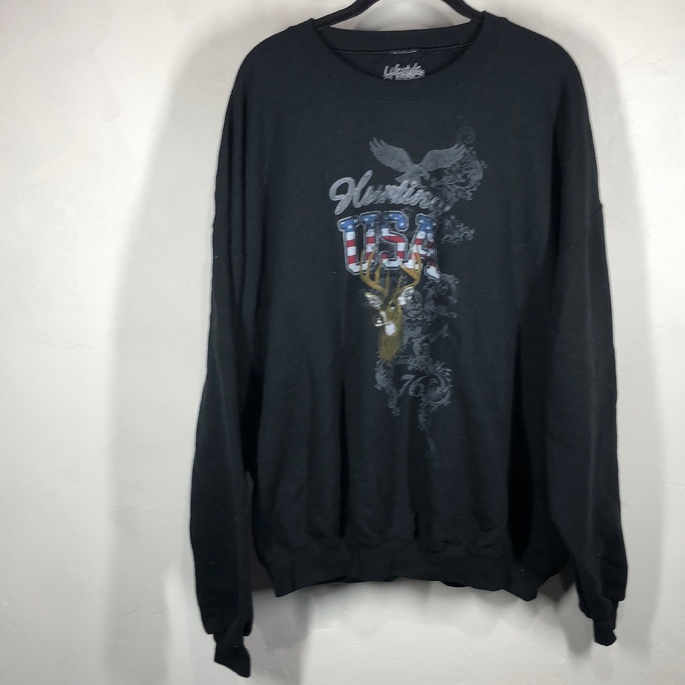Lifestyle Classics black USA deer crewneck sweatshirt size xxl